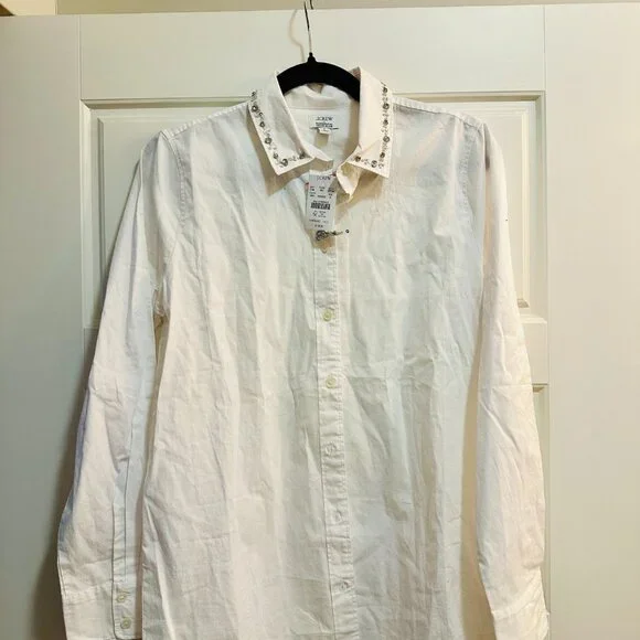 J. Crew Jewel-collar Button-up Shirt - White - S - Picture 2 of 5